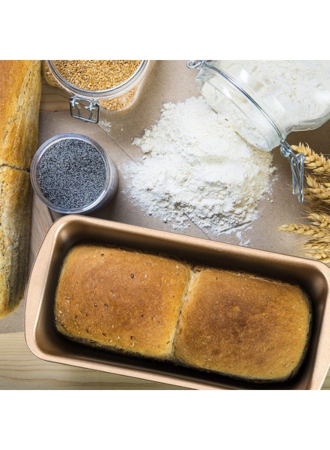 4 Pack Small Loaf Pans for Baking Bread Non Stick Bread Pan Rectangle Baking Tray Toast Mold(Gold,7.2 x 3.7 Inch) - Image 2