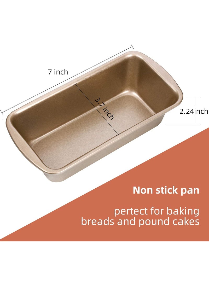 4 Pack Small Loaf Pans for Baking Bread Non Stick Bread Pan Rectangle Baking Tray Toast Mold(Gold,7.2 x 3.7 Inch) - Image 3