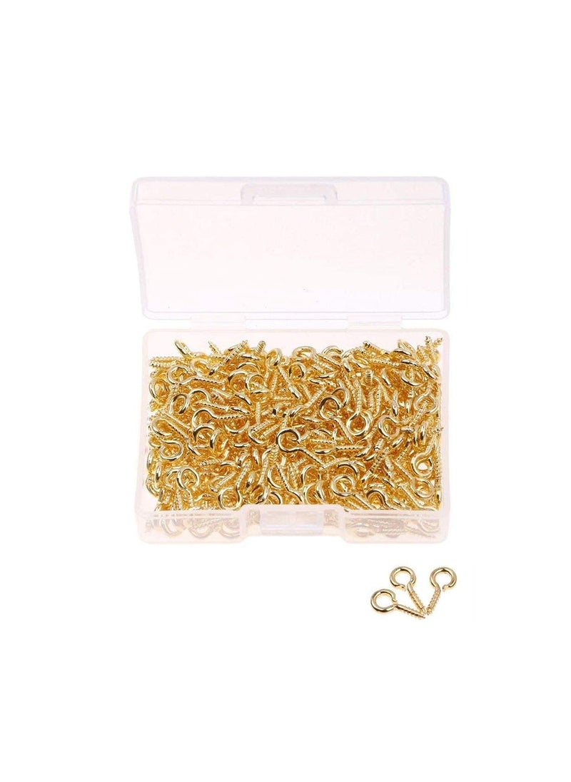 DIY Crafts Diy Crafts CTDIYHI57058 1 Inch Small Screw Eyes Metal Eye Screw Hooks Self Tapping Screws Hook Ring Eyelet Hooks Silver Pack of 100 Rust Proof Coating Gold  - Image 1