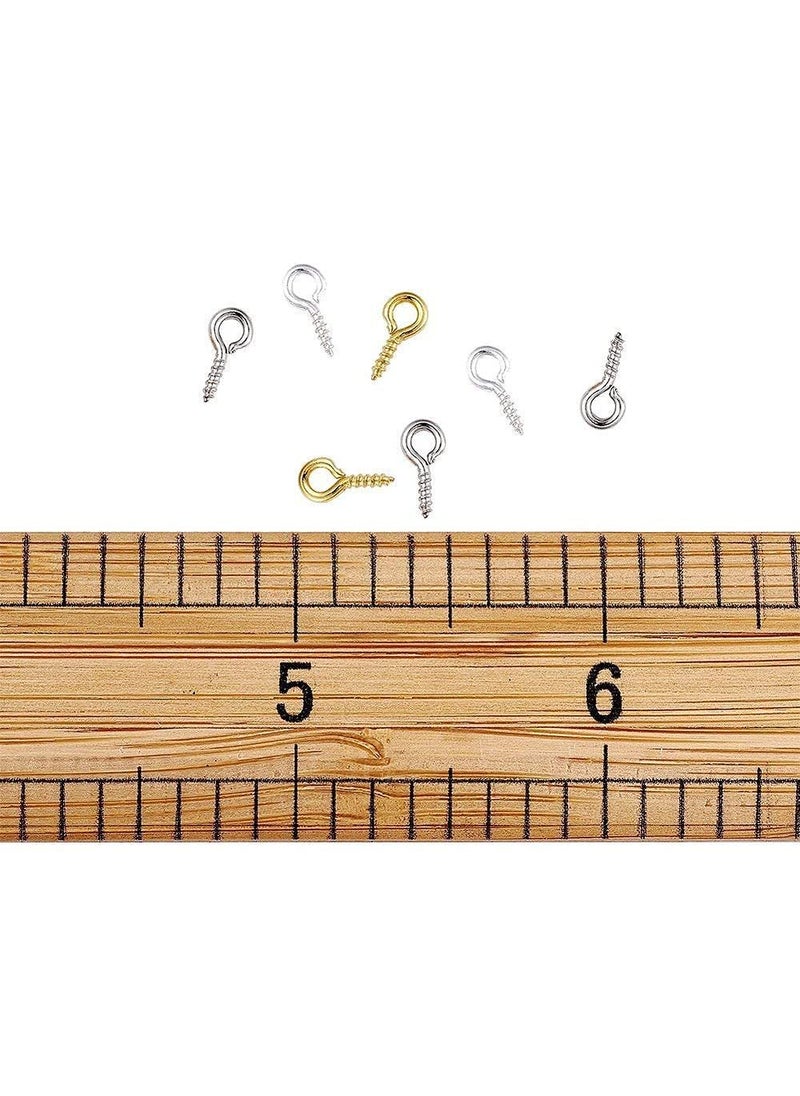 DIY Crafts Diy Crafts CTDIYHI57058 1 Inch Small Screw Eyes Metal Eye Screw Hooks Self Tapping Screws Hook Ring Eyelet Hooks Silver Pack of 100 Rust Proof Coating Gold  - Image 5