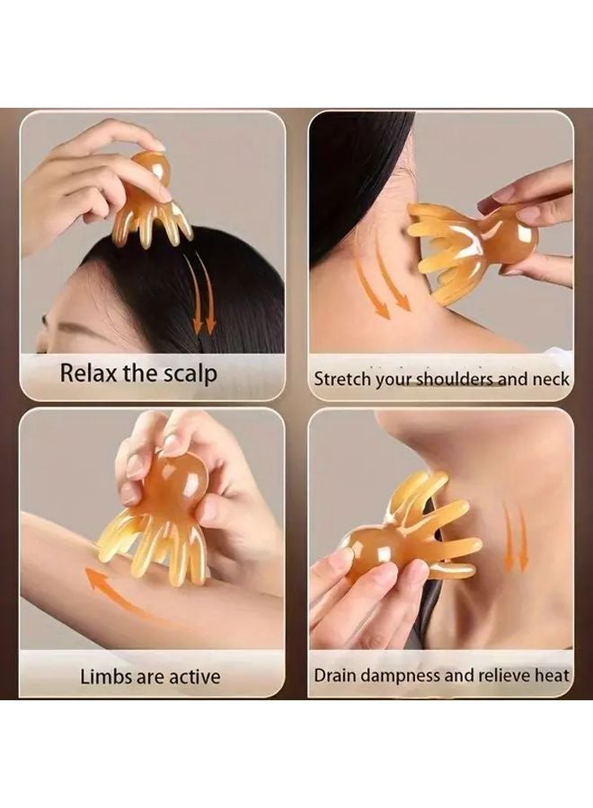 مشط الأخطبوط متعدد الوظائف لتدليك فروة الرأس والجسم والرأس والأطراف مصنوع من البلاستيك المتين - Image 3