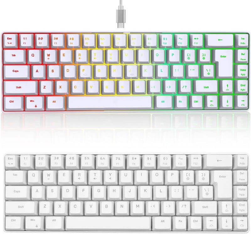كلاراكو لوحة مفاتيح الألعاب الميكانيكية Klarako V200 السلكية المحمولة المريحة للعمل (أبيض) - Image 2