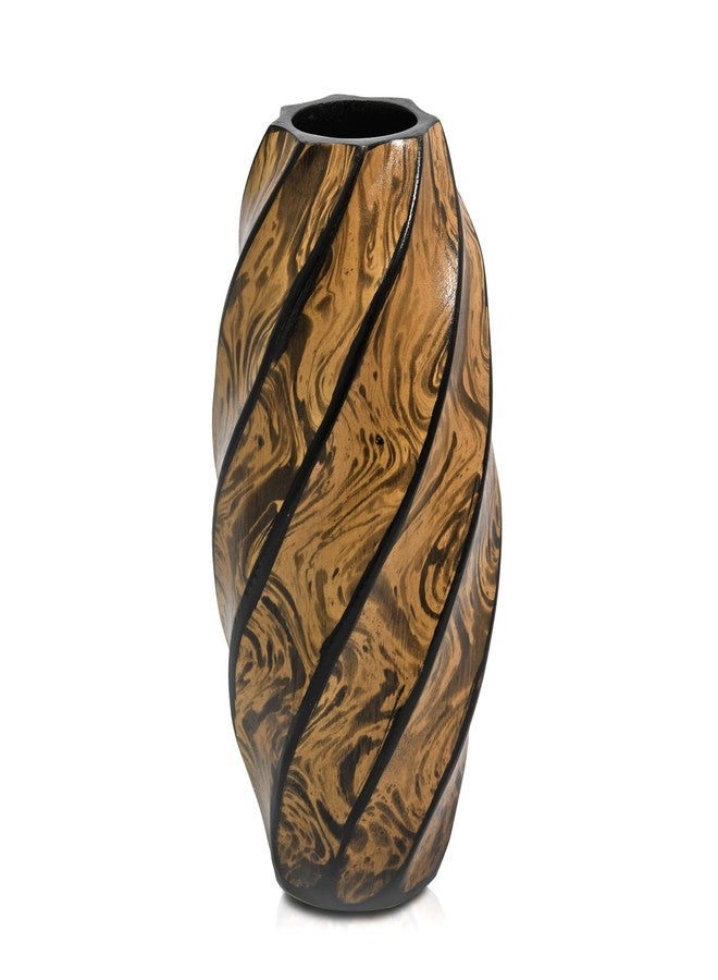 AeraVida 8-Inch Mango Tree Wood Spiraling Artistry Carved Modern Flower Vase | Handmade Brown Decorative Table Vase for Living Room | Cylindrical Home & Office Decor Accent - Image 1