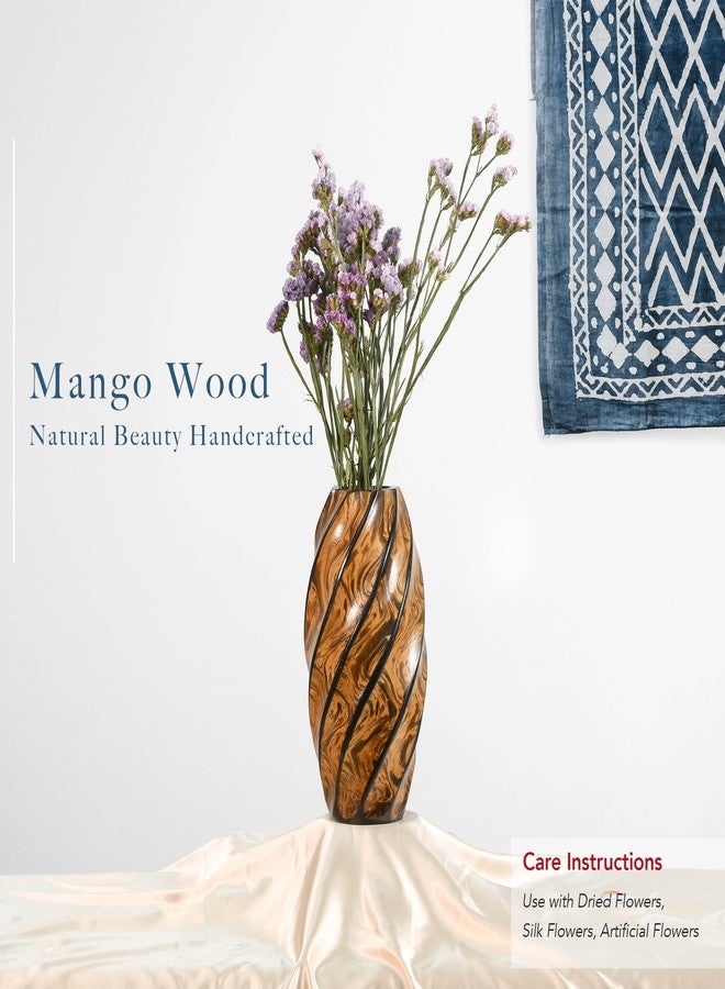 AeraVida 8-Inch Mango Tree Wood Spiraling Artistry Carved Modern Flower Vase | Handmade Brown Decorative Table Vase for Living Room | Cylindrical Home & Office Decor Accent - Image 3