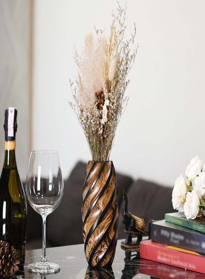 AeraVida 8-Inch Mango Tree Wood Spiraling Artistry Carved Modern Flower Vase | Handmade Brown Decorative Table Vase for Living Room | Cylindrical Home & Office Decor Accent - Image 4