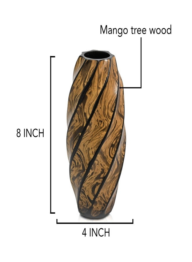 AeraVida 8-Inch Mango Tree Wood Spiraling Artistry Carved Modern Flower Vase | Handmade Brown Decorative Table Vase for Living Room | Cylindrical Home & Office Decor Accent - Image 5