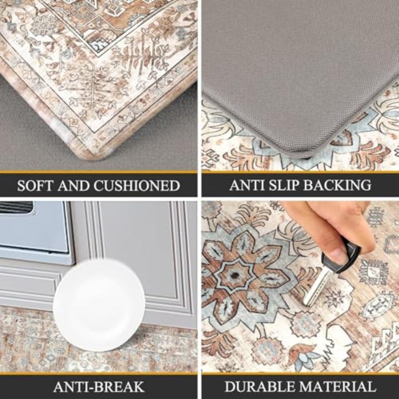 Kitchen Rugs, 2 Pcs Waterproof Oil-Proof Non-Slip Kitchen Mats for Floor, Cushioned Anti-Fatigue Standing Mats 45×75cm and 45×120cm for Home Cooking - Image 5