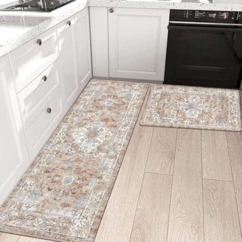 Kitchen Rugs, 2 Pcs Waterproof Oil-Proof Non-Slip Kitchen Mats for Floor, Cushioned Anti-Fatigue Standing Mats 45×75cm and 45×120cm for Home Cooking - Image 4