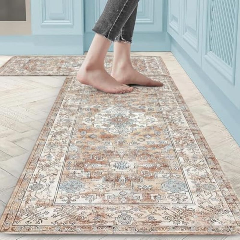 Kitchen Rugs, 2 Pcs Waterproof Oil-Proof Non-Slip Kitchen Mats for Floor, Cushioned Anti-Fatigue Standing Mats 45×75cm and 45×120cm for Home Cooking - Image 3