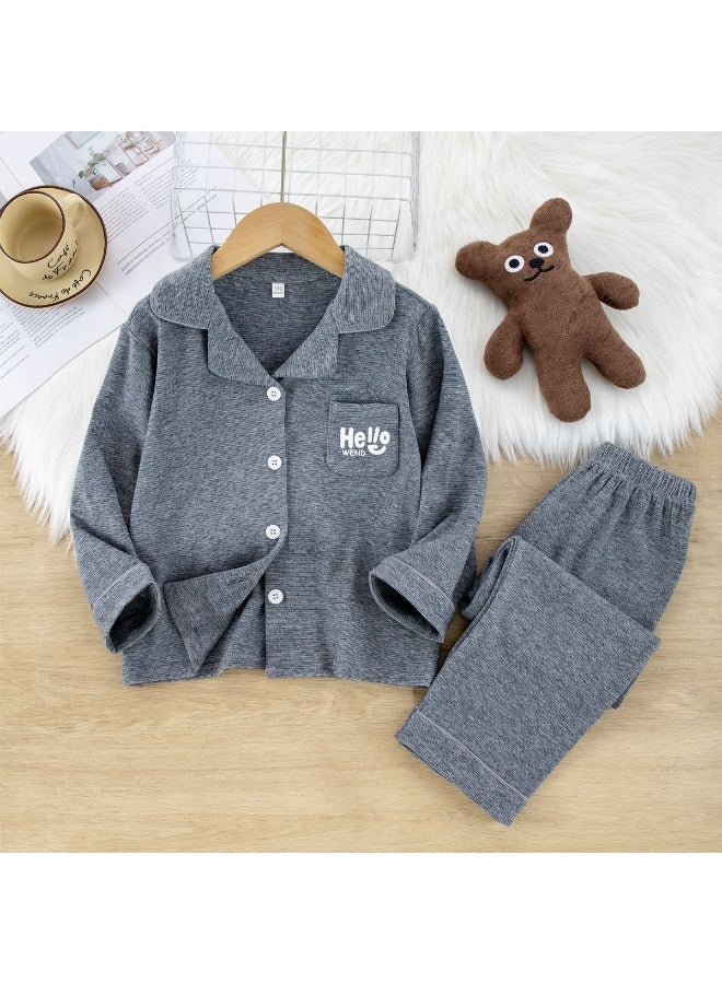 Fall Girls' Boys' Pajamas Long Sleeve Pants Kids Warm Pajamas Pajama Pants Set Boys Class A Cardigan Set Casual Comfortable - Image 1