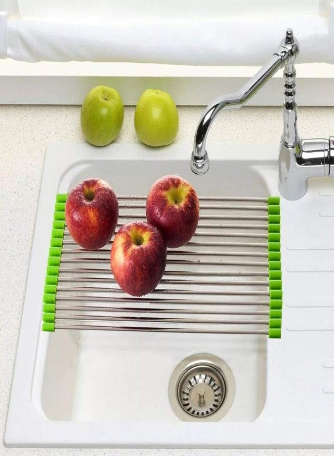 Hetarmi Enterprise HETARMI 1pcs Foldable Drain Rack Kitchen Sink Shelf Stainless Steel Multi Function Roll Up Dish Drying Rack Folding Wash Drainer Tray (Multi Color) - Image 4