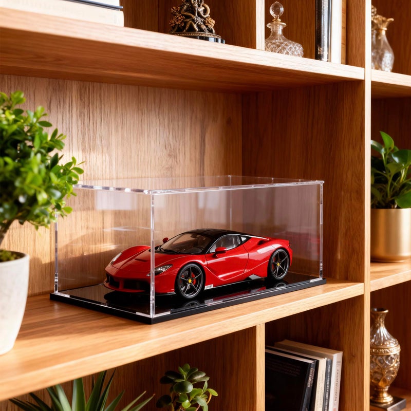 HEMYLU Acrylic Display Case with Lid, Rectangle Clean Acrylic Box with Matte Black Stand for 1:18 Diecast Model Cars (13x6.7x6.3 inch) - Image 5