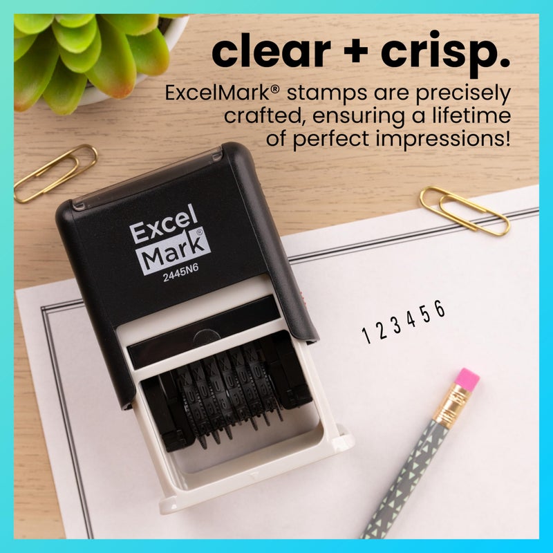 ExcelMark Self-Inking Rubber 6 Digit Number Stamp, Black Ink - Image 3