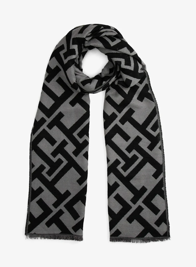 TH Monogram Jacquard Scarf With Wool