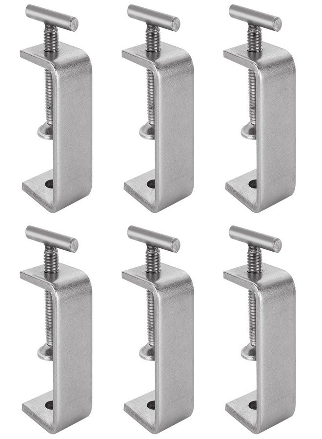FVIEXE 6PCS 2 1/2 Inch C Clamps, Heavy Duty 304 Stainless Steel C Clamp Small with Stable Wide Jaw Opening & I Beam Design, Desk Woodworking Clamp Tiger Clamp, Clamping Range 15-60mm - Image 1