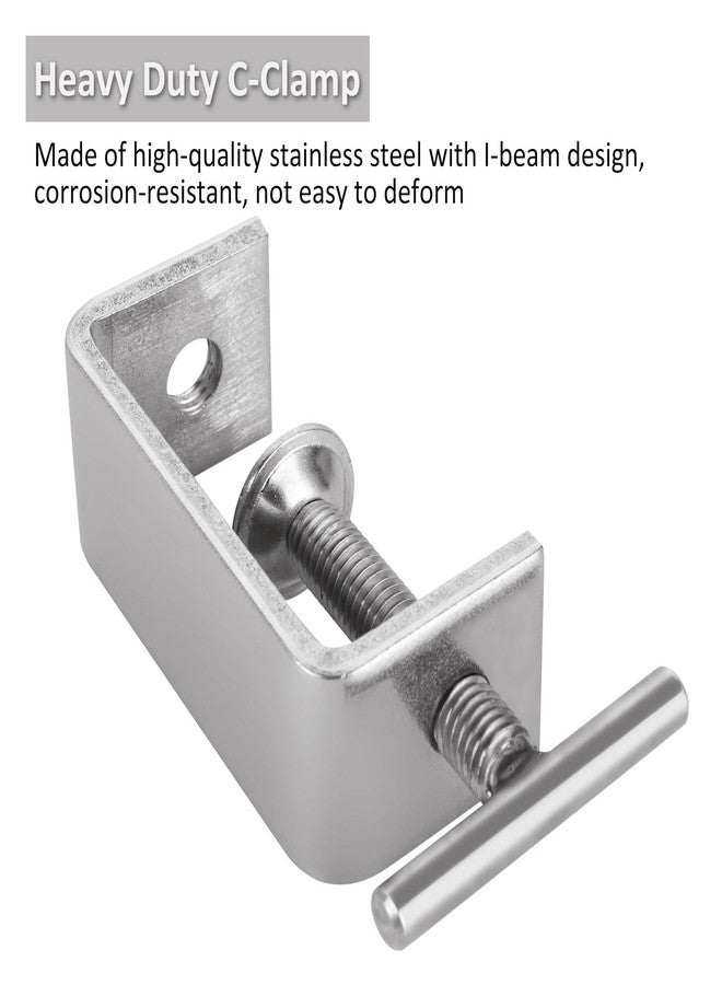 FVIEXE 6PCS 2 1/2 Inch C Clamps, Heavy Duty 304 Stainless Steel C Clamp Small with Stable Wide Jaw Opening & I Beam Design, Desk Woodworking Clamp Tiger Clamp, Clamping Range 15-60mm - Image 5