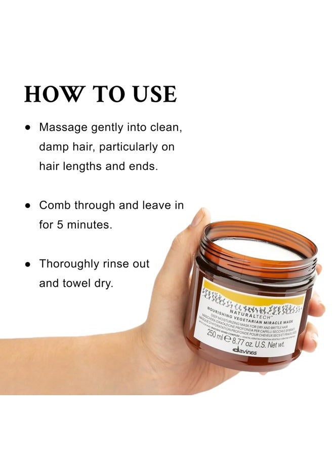 Davines Naturaltech NOURISHING Vegetarian Miracle Mask, Deep Moisturizing For Dry And Brittle Hair, 8.77 Fl. Oz. - Image 4