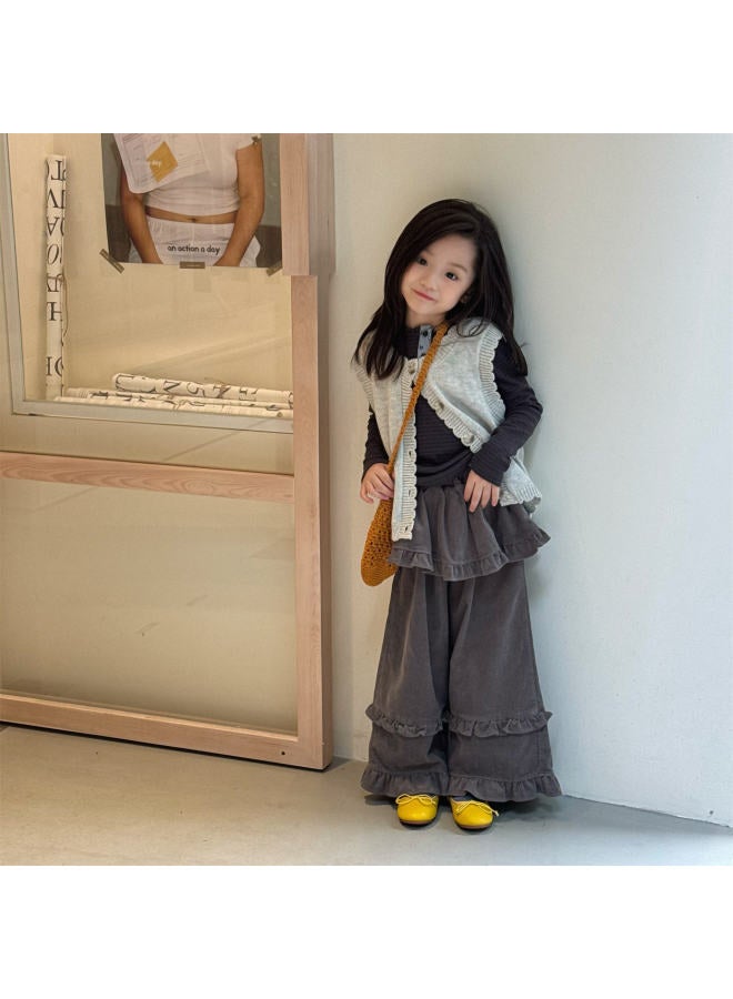 Sweetheart Autumn Huzhou Zhili Children's Clothing New Children's Korean Edition Pants Girls' Autumn Wide Leg Pants Pants - Image 4