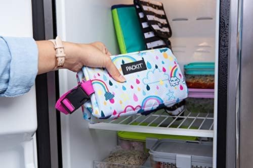 PACKIT صندوق الوجبات الخفيفة القابل للتجميد من باكيت، سماء قوس قزح، مصمم بتقنية إيكو فريز، قابل للطي، قابل لإعادة الاستخدام، إغلاق بسحاب مع مقبض بكلة، رائع لجميع الأعمار والوجبات الخفيفة الطازجة أثناء التنقل - Image 4