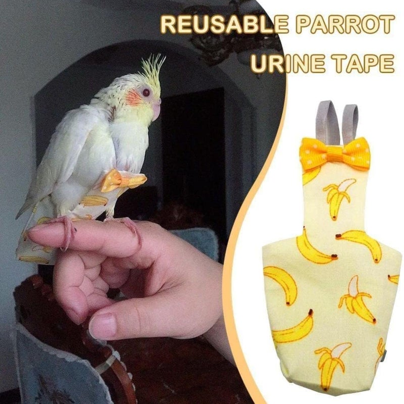 VAYINATO ® 2 قطع (موز) حفاضات قابلة للتعديل للطيور للببغاء، البادجي، كونور الشمس، اللوريات والطيور الصغيرة | قماش ناعم وقابل للتنفس، ملاءمة آمنة للطيران والاستخدام على الأرض | نظافة الطيور سهلة التنظيف - Image 4