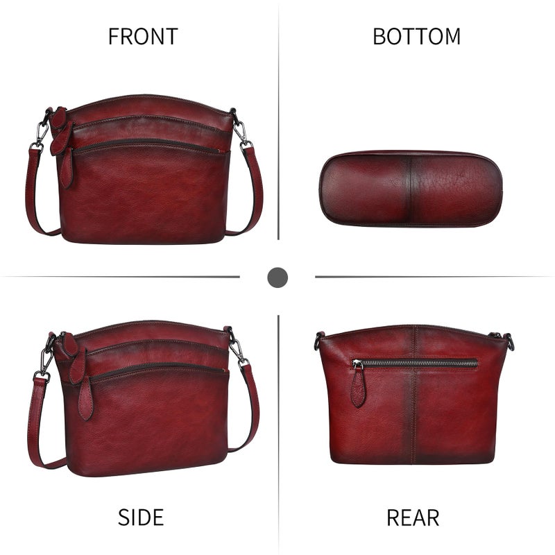 HESHE Womenâ€™s Crossbody Handbags for Women Genuine Leather Purses Small Ladies Satchel Handbags Shoulder Bag with Long Straps Vintage Hobo Bags Cross Body Purses(Wine) - Image 5