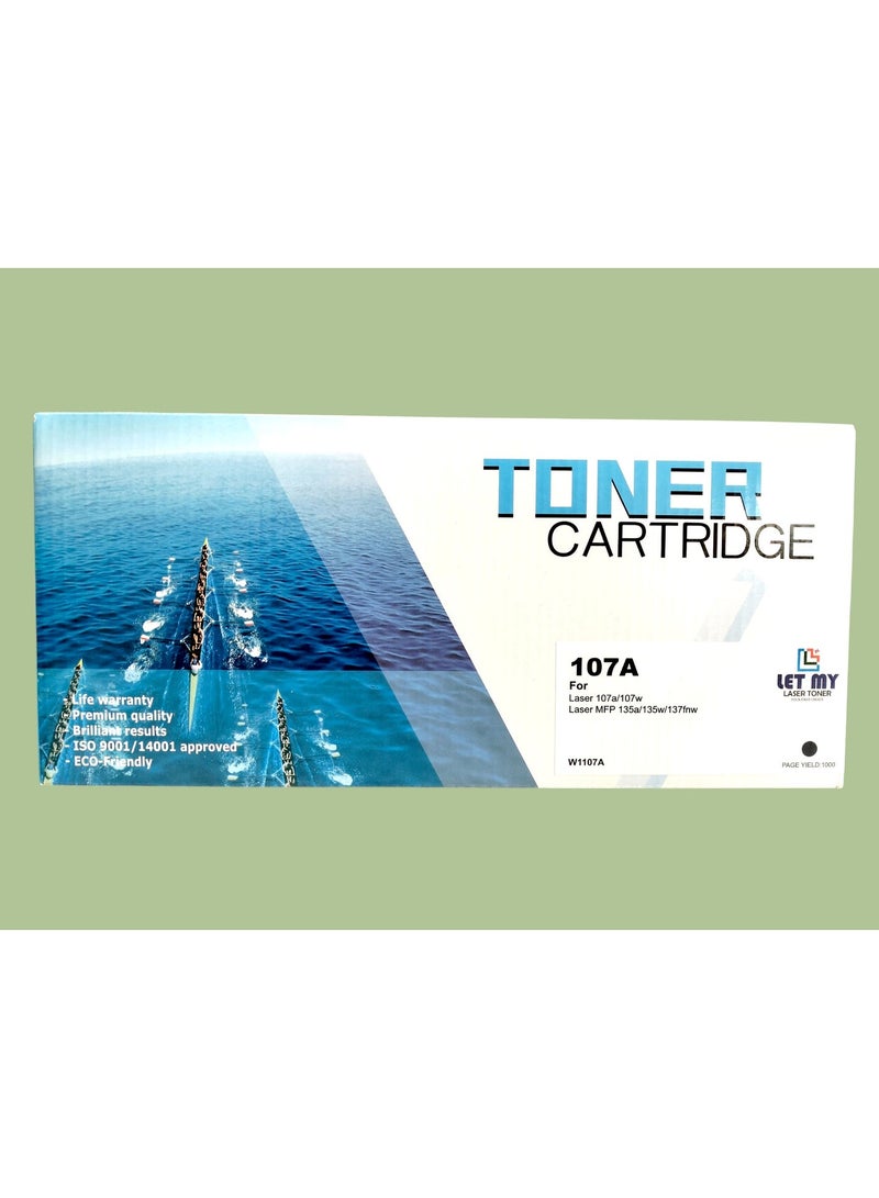 LET MY 107A (W1107A) BLACK TONER CARTRIDGE For HP Laser Jet 107A MFP 137Fnw 107W 135A 135W Printer - Image 1
