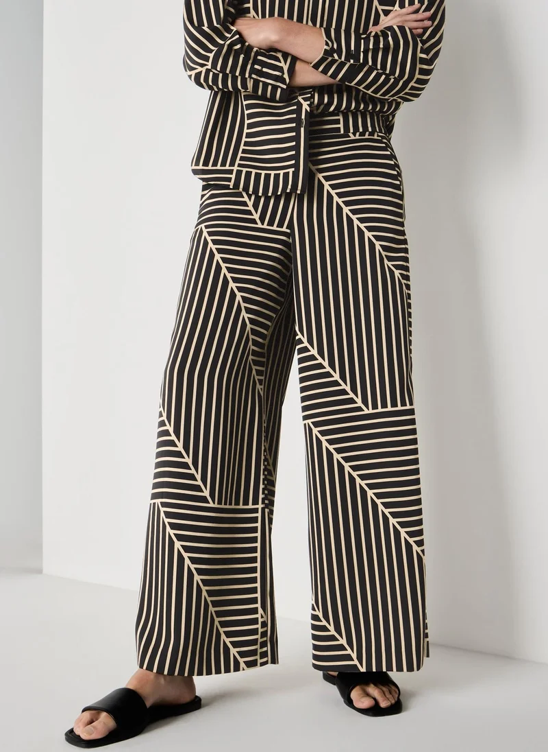 ماتلان Et Vous Camel Stripe Satin Wide Leg Co Ord Trousers