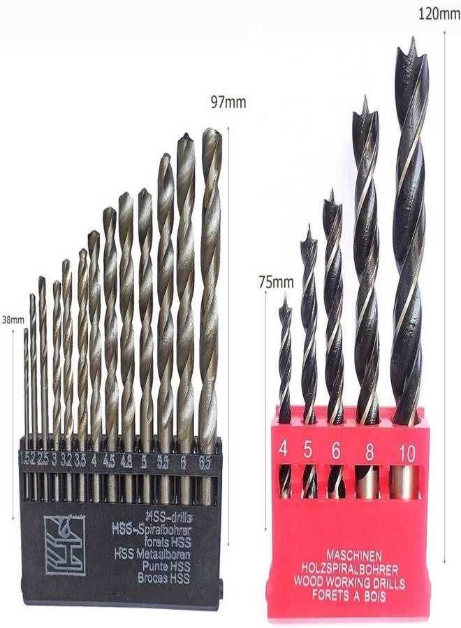 Inditrust 18pc High Speed Steel Drill Bit Set, Straight, Black Oxide Finish, Wood - Image 2