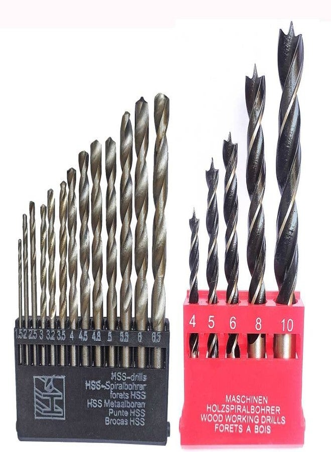 Inditrust 18pc High Speed Steel Drill Bit Set, Straight, Black Oxide Finish, Wood - Image 1