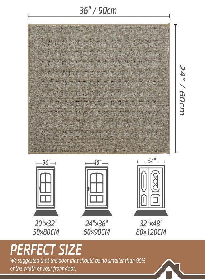 BEQHAUSE Waffle Door Mats Indoor 24"x36", Dog Mat for Muddy Paws Absorbent and Dirt Resist Floor Mats Non-Slip Washable Rugs for Entryway, Welcome Mat for Front Back Door, Muddy Wet Shoes, Beige - Image 2