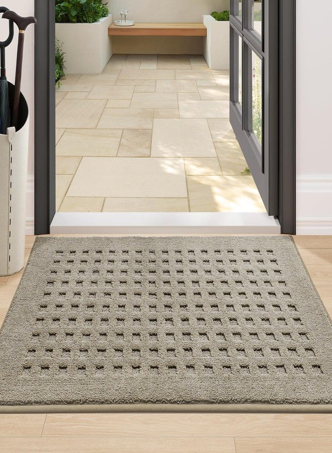 BEQHAUSE Waffle Door Mats Indoor 24"x36", Dog Mat for Muddy Paws Absorbent and Dirt Resist Floor Mats Non-Slip Washable Rugs for Entryway, Welcome Mat for Front Back Door, Muddy Wet Shoes, Beige - Image 1