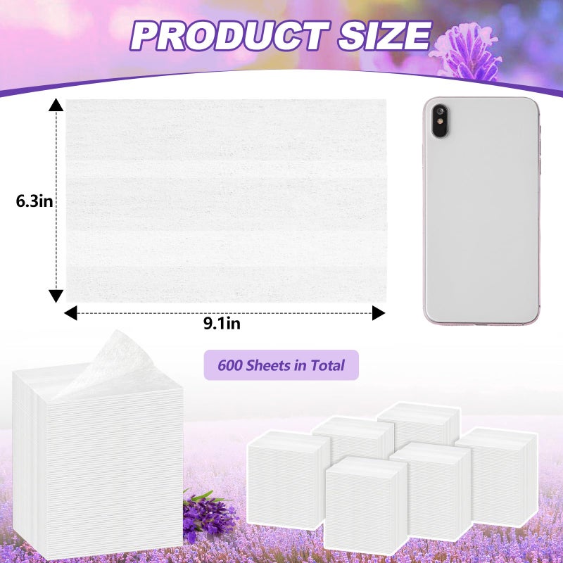 Heigble 600 Count Dryer Sheets Bulk Fabric Softener Lavender Scent Dryer Sheets Naturally Softens and Removes Static Cling, Ideal for Large Households, Sensitive Skin - Image 2