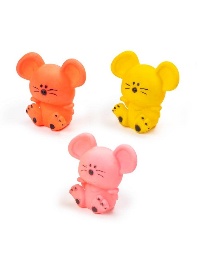 Ratna's Squeezy Cute Jerry 3 pcs Bath Toys, Non-Toxic, Phthalate & BPA Free Colourful Soft Rubber Float Squeeze Sound Squeaky Bathing Toy for Baby - Chu Chu Toy Set - Image 1