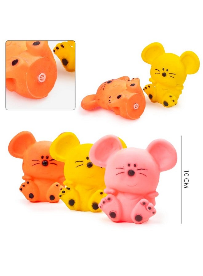 Ratna's Squeezy Cute Jerry 3 pcs Bath Toys, Non-Toxic, Phthalate & BPA Free Colourful Soft Rubber Float Squeeze Sound Squeaky Bathing Toy for Baby - Chu Chu Toy Set - Image 2