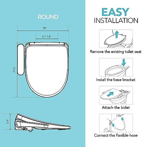 BARUMI BM-4001 Round Bidet Toilet Seat, Smart Heated Seat, Air Dryer, Warm Water & Pressure Control, Self-Cleaning, Child & Eco Mode, Self Cleaning -SS Spray Nozzle with Massage, Soft Close Lid - Image 4
