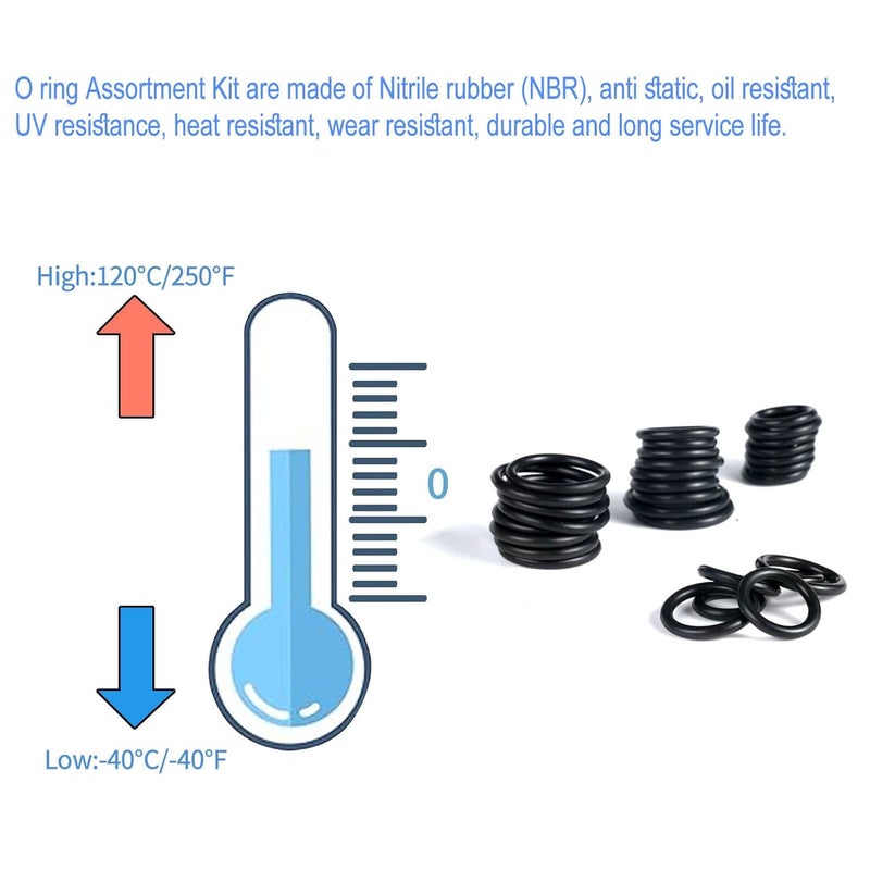 Dasinro 400 Pcs Rubber O-Rings Assortment Kit, 24 Sizes Rubber O-Ring Sealing Seal Assortment Set for Faucet, Hose, Automotive Repair, Plumbing, Gas, O Rings Kit - Image 5