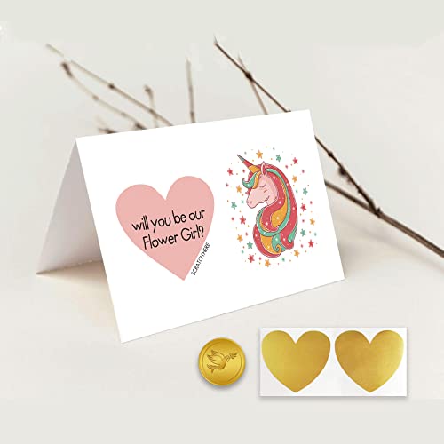 Goroar Flower Girl Proposal Scratch Off Card, Will You Be Our Flower Girl Card, Cute Unicorn Flower Girl Asking Card - Image 5