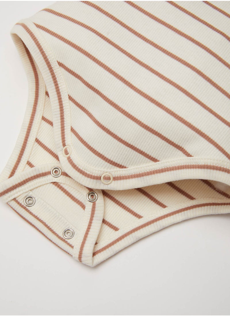 DeFacto - Striped Ribbed Snap-Up Bodysuit And Elastic Waist Bottom 2-Piece Set - Image 1