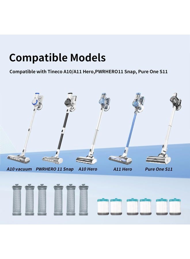 keluke 12 Pack Cordless Vacuum Filter Replacement Compatible with Tineco A10 Hero, A10 Series, A11 Hero, A11 Series, PURE ONE S11, S11 Series, PWRHERO11 Snap, S12 Pro EX,6 Pre Filters & 6 HEPA Filters - Image 2