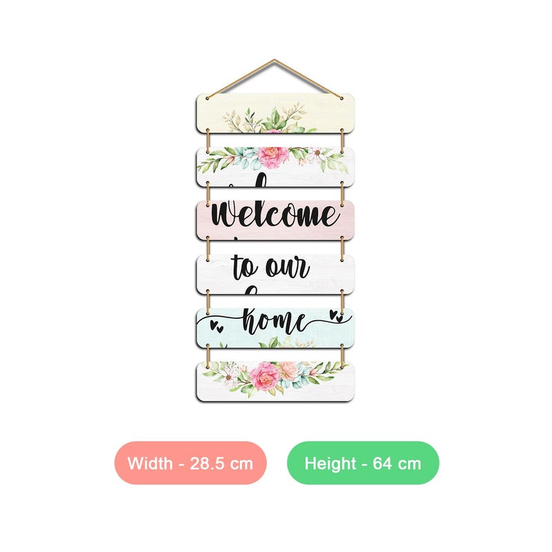 Kaameri Bazaar تمثال جدار زهور مرحبًا - عناصر زخرفية معلقة على الأبواب مصنوعة يدويًا | ديكور جدار لغرفة المعيشة وغرفة النوم والقاعة | عناصر تزيين المنزل لجدران وديكور الغرف - Image 2