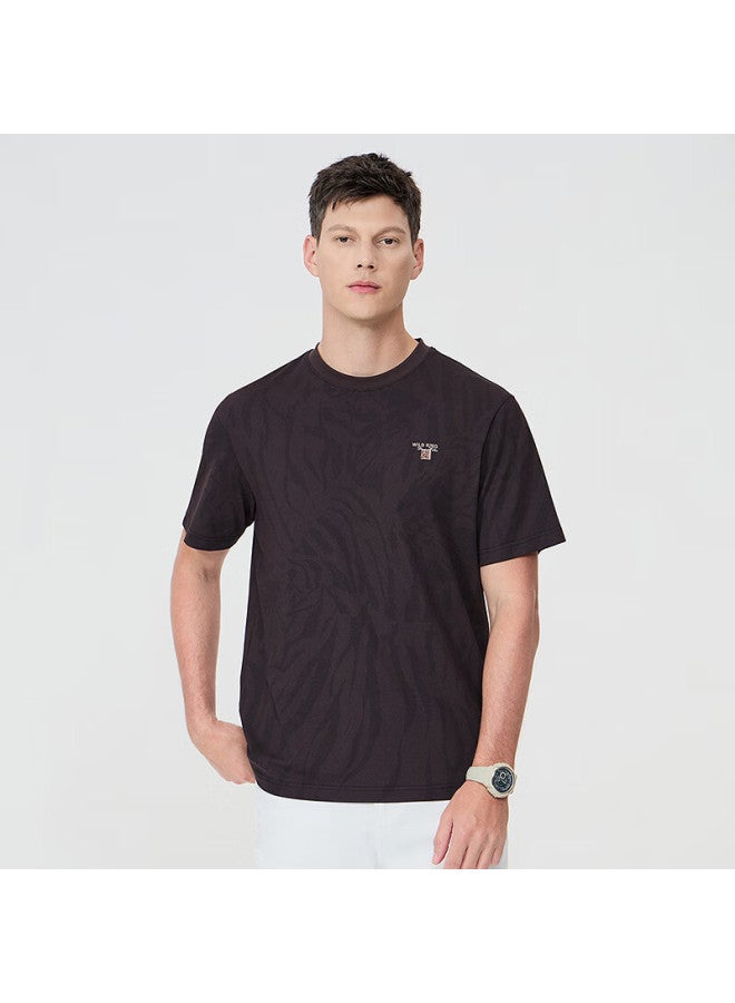 Dancing Wolves Men's Fashion Short Sleeve T-shirt With 7a Antibacterial & Instant Cooling Silk, 502 Purple, Size L - Image 1