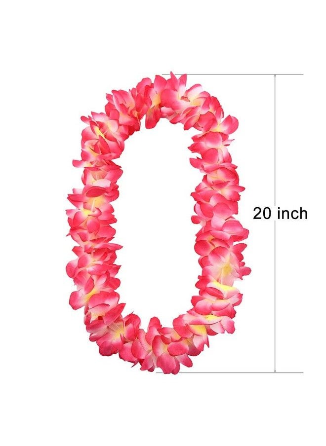 Auerllcy - Hawaiian Party Flower Leis Luau Wreath Set Necklace Headband And Bracelets Great For Beach Wedding Birthday Holiday Hawaii Theme Party Activity Decoration (Red) - Image 1