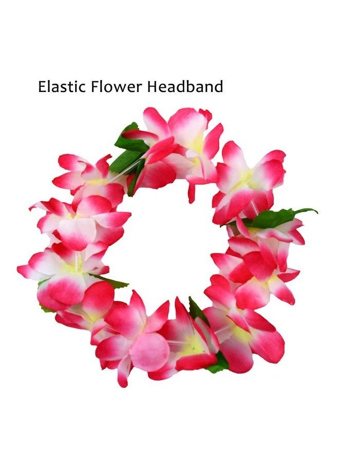 Auerllcy - Hawaiian Party Flower Leis Luau Wreath Set Necklace Headband And Bracelets Great For Beach Wedding Birthday Holiday Hawaii Theme Party Activity Decoration (Red) - Image 1