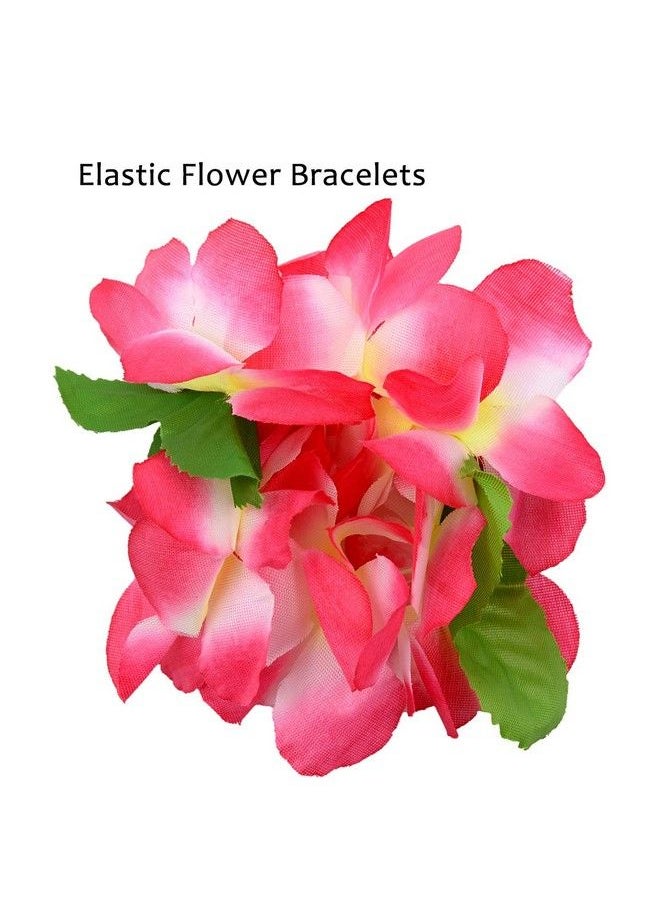 Auerllcy - Hawaiian Party Flower Leis Luau Wreath Set Necklace Headband And Bracelets Great For Beach Wedding Birthday Holiday Hawaii Theme Party Activity Decoration (Red) - Image 1