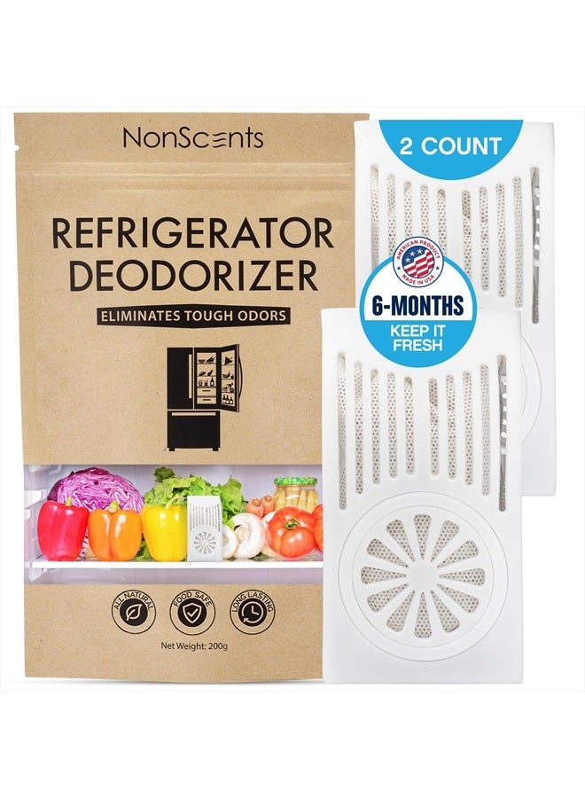 NonScents Refrigerator Deodorizer - Odor Eliminator for Fridge & Freezer - Outshines Baking Soda & Charcoal - Fragrance-Free - Unscented & Long-Lasting, Freshen Refrigerator (2-Count)  - Image 1