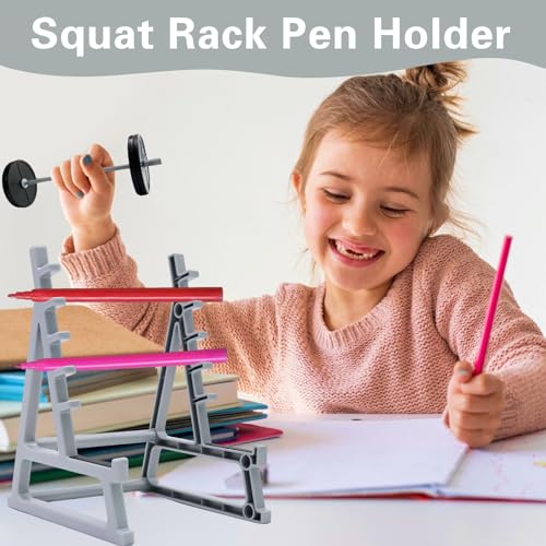 Dexspoeny Squat Rack Pen Holder for Desk, Squat Rack Office Decor, Barbell Rack Pen Holder Gym Theme Unique Organizer, Mini Weight Rack Pencil Holder for Fitness Weightlifting Lovers - Image 4