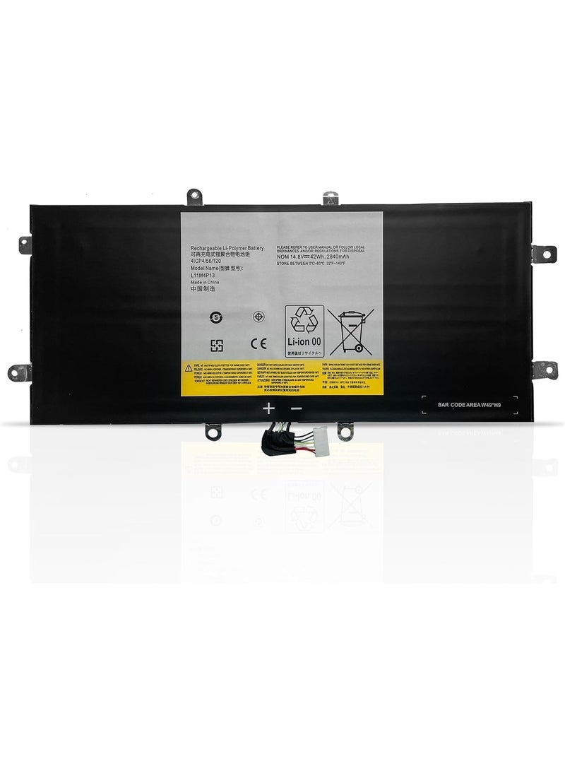 Terabyte L11M4P13 Laptop Battery for Lenovo IdeaPad Yoga 11/11S 11 11S Ultrabook Series 4ICP4/56/120（14.8V 2840mAh 42Wh） - Image 1