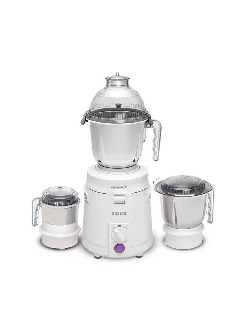 SUJATA 900W Mixer Grinder | 22,000 RPM High-Speed Motor | 90-Minute Continuous Running | Double Ball Bearing Motor | 3 Versatile Stainless Steel Jars | 1500ml Wet Grinder Jar | 1000ml Dry Grinder Jar | 500ml Chutney Jar | 3-Speed Control | White | 2-Year Warranty | Dynamix - Image 1