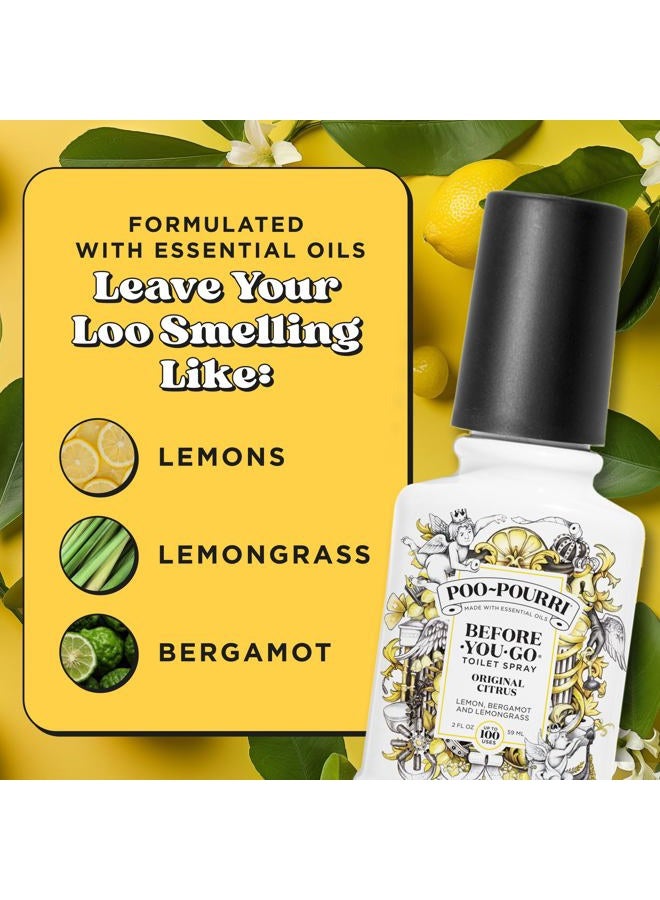 Poo-Pourri Before-You-Go Toilet Spray, Original Citrus, 2 Fl Oz, Up to 100 Uses, Bathroom Odor Deodorizer with Essential Oils for Home or Work, Travel Essentials, TSA Approved Size, Lemon Bergamot - Image 3