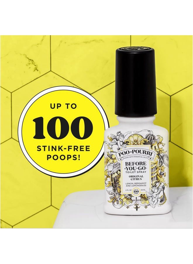 Poo-Pourri Before-You-Go Toilet Spray, Original Citrus, 2 Fl Oz, Up to 100 Uses, Bathroom Odor Deodorizer with Essential Oils for Home or Work, Travel Essentials, TSA Approved Size, Lemon Bergamot - Image 4